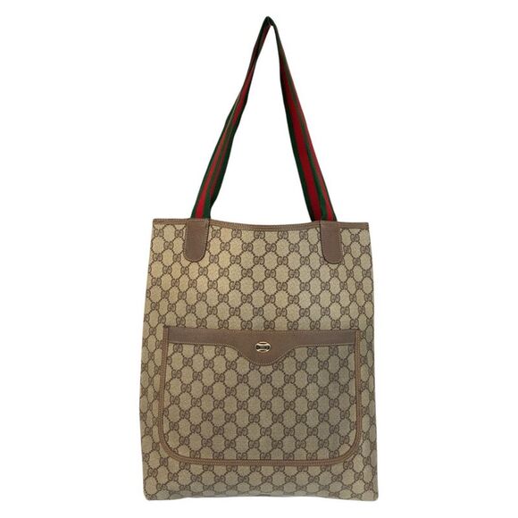 Gucci Vintage GG Supreme Canvas Leather Tote Bag - Picture 1 of 9